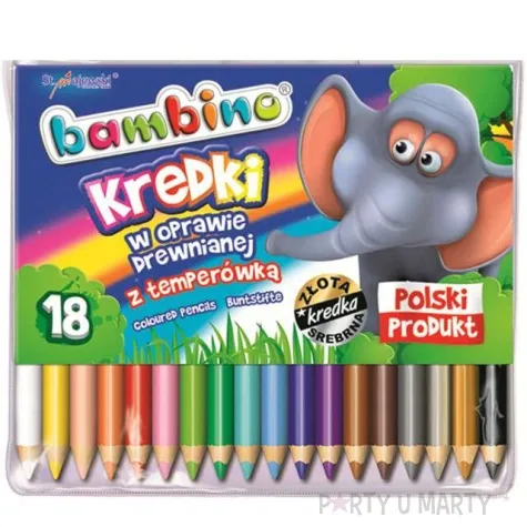 kredki olowkowe drewniane z temperowka mix bambino 18 szt