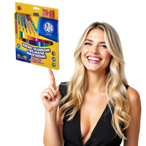 kredki olowkowe dwustronne 24 kolory temperowka mix astra 12 szt