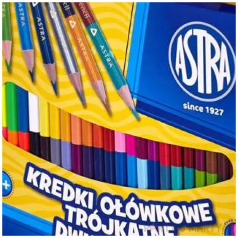 kredki olowkowe dwustronne 48 kolorow temperowka mix astra 24 szt