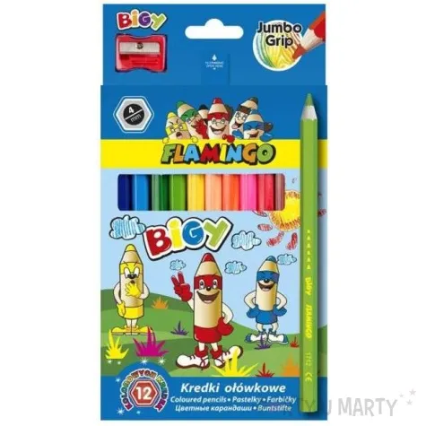 kredki olowkowe szesciokatne z temperowka mix flamingo 12 szt