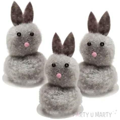 kroliczki dekoracyjne szare 5 cm aliga 3 szt