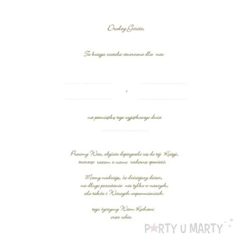 ksiega gosci album 20x23 cm 50 kartek zlota kol