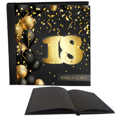 ksiega gosci album pamiatkowy na zdjecia i podpisy 18 urodziny glamour czarne kartki
