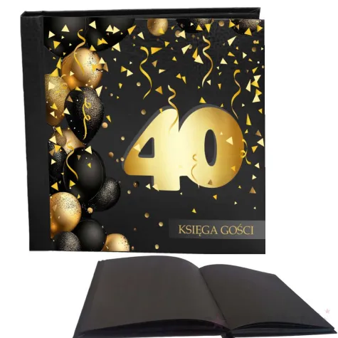 ksiega gosci album pamiatkowy na zdjecia i podpisy 40 urodziny glamour czarne kartki