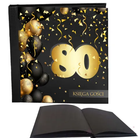 ksiega gosci album pamiatkowy na zdjecia i podpisy 80 urodziny glamour czarne kartki