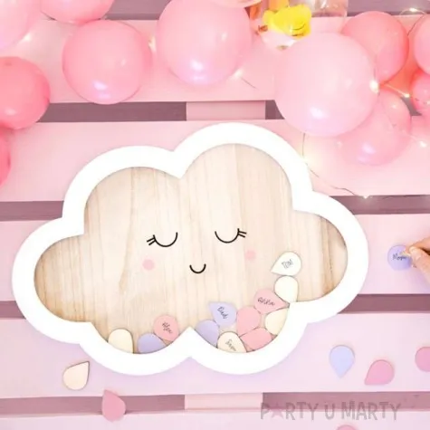 ksiega gosci drewniana chmurka partydeco 43x30 cm 30 kropelek