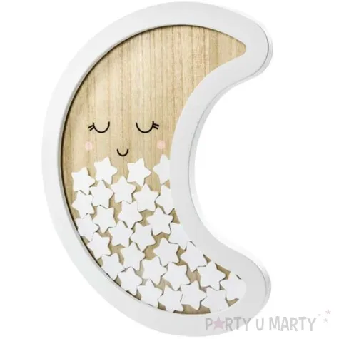 ksiega gosci drewniany ksiezyc partydeco 38x30 cm 30 gwiazdek