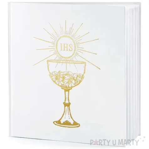 ksiega gosci komunia swieta kielich ihs bialy partydeco 20 5 x 20 5 cm
