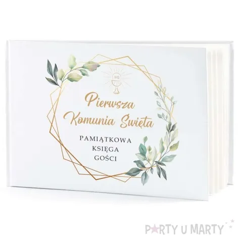 ksiega gosci komunia swieta mietowa geometria 31x22 cm