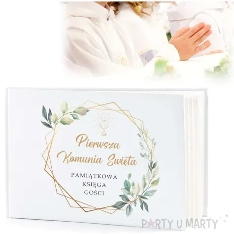 ksiega gosci komunia swieta mietowa geometria 31x22 cm