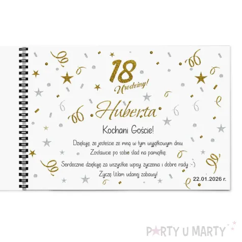 ksiega gosci na urodziny album pamiatkowy na zdjecia i podpisy glamour birthday personalizacja
