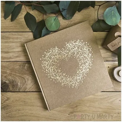 ksiega gosci serce partydeco kraft 20 x 20 5 cm 22 kartki