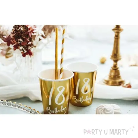 kubeczki 18 urodziny gold partydeco 220 ml 6 szt