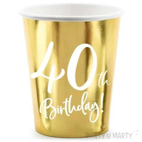 kubeczki 40 urodziny gold partydeco 220 ml 6 szt