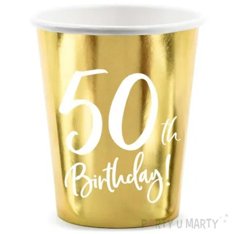 kubeczki 50 urodziny gold partydeco 220 ml 6 szt