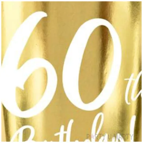 kubeczki 60 urodziny gold partydeco 220 ml 6 szt