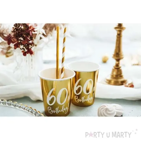 kubeczki 60 urodziny gold partydeco 220 ml 6 szt