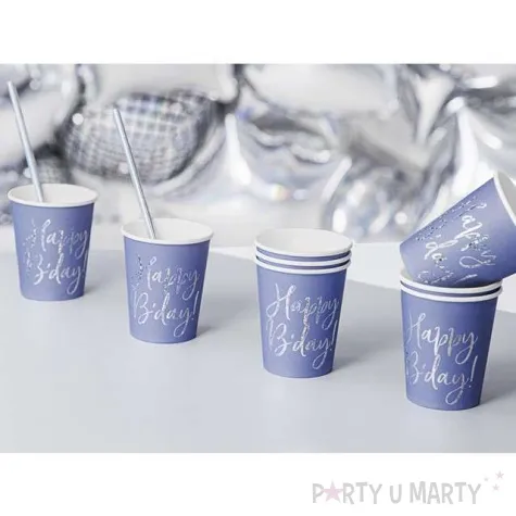 kubeczki happy bday granatowe partydeco 220ml
