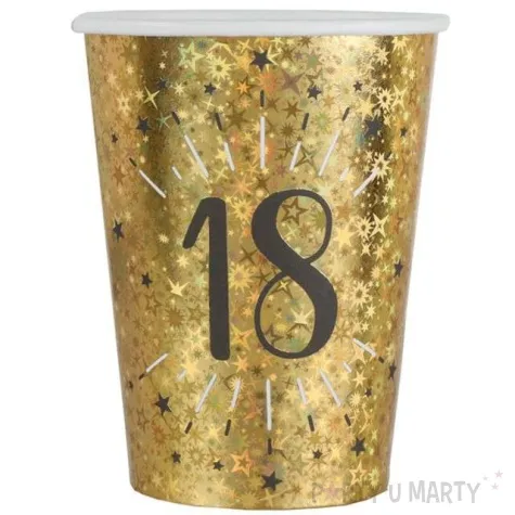 kubeczki papierowe 18 urodziny holo gold santex 250 ml 10 szt