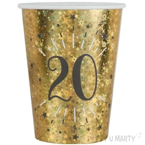 kubeczki papierowe 20 urodziny holo gold santex 250 ml 10 szt