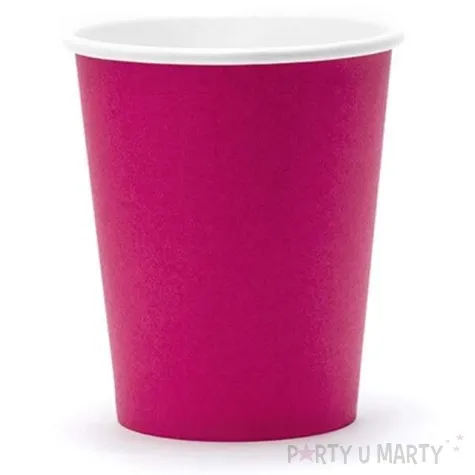 kubeczki papierowe 200 ml rozowe ciemne 6 szt