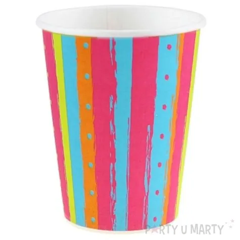 kubeczki papierowe 250 ml pastelowe paski 6 sz