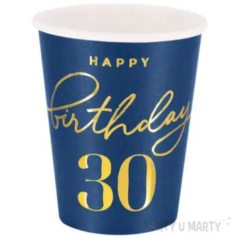 kubeczki papierowe 30 urodziny happy birthday 30 granatowy partypal 220 ml 6 szt