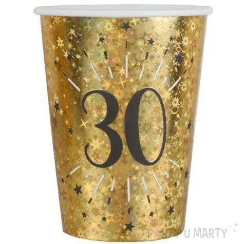 kubeczki papierowe 30 urodziny holo gold santex 250 ml 10 szt