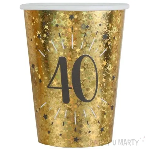 kubeczki papierowe 40 urodziny holo gold santex 250 ml 10 szt