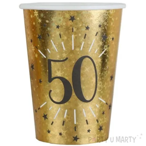 kubeczki papierowe 50 urodziny holo gold santex 250 ml 10 szt