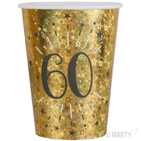 kubeczki papierowe 60 urodziny holo gold santex 250 ml 10 szt