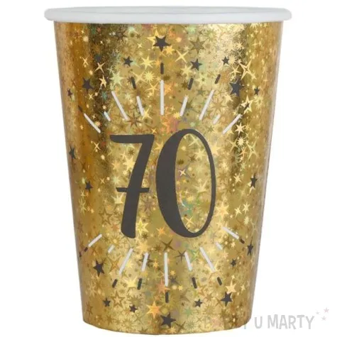 kubeczki papierowe 70 urodziny holo gold santex 250 ml 10 szt