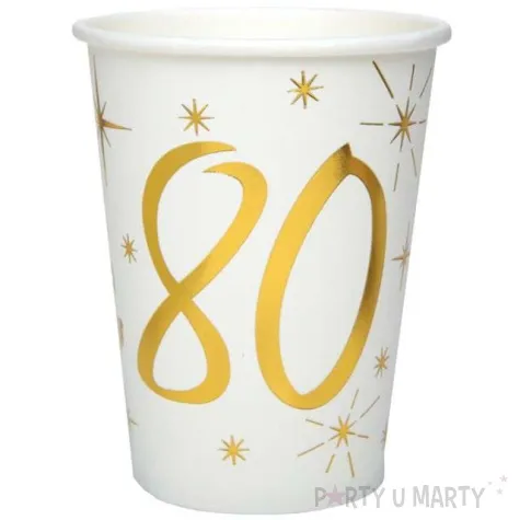 kubeczki papierowe 80 urodziny gold santex 250 ml 10 szt