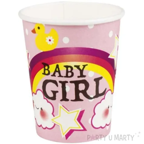 kubeczki papierowe baby girl tecza i chmurki rozowy jasny boland 250 ml 6 szt