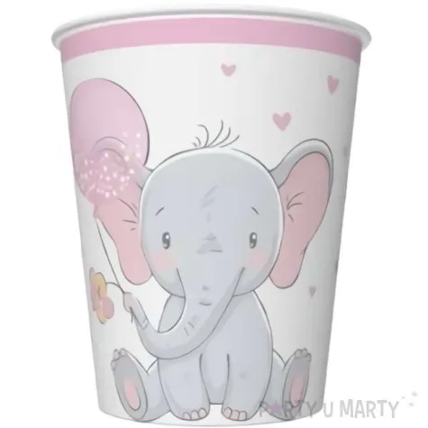 kubeczki papierowe baby shower girl slonik z balonem mix maki 250 ml 8 szt