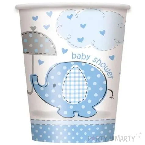 kubeczki papierowe baby shower slonik unique niebieskie 266 ml 8 szt