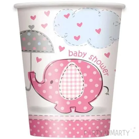 kubeczki papierowe baby shower slonik unique rozowe 266 ml 8 szt