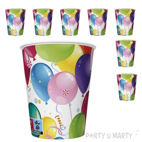 kubeczki papierowe balony maki 250 ml 8 szt