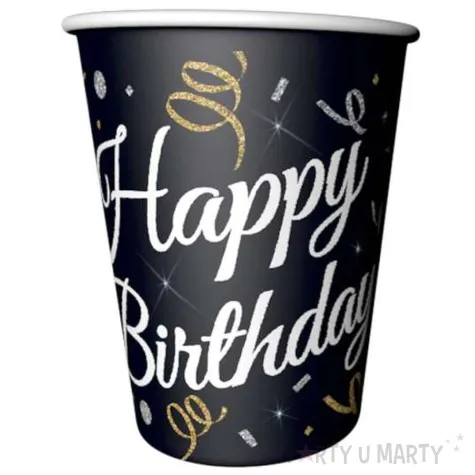 kubeczki papierowe beauty charm happy birthday czarne godan 200 ml 6 szt