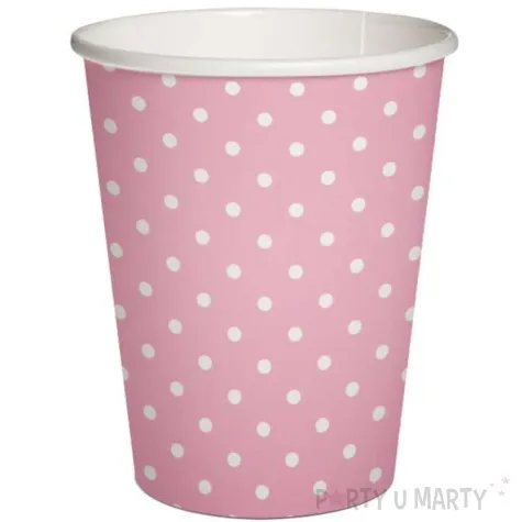 kubeczki papierowe biale kropki rozowe paw 250 ml 10 szt