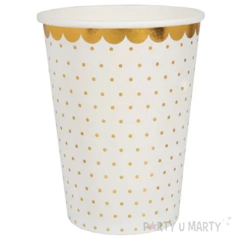 kubeczki papierowe biale w zlote kropki santex 250 ml 10 szt