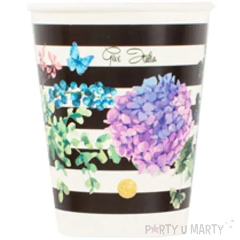 kubeczki papierowe black flowers givi italia 250 ml 8 szt