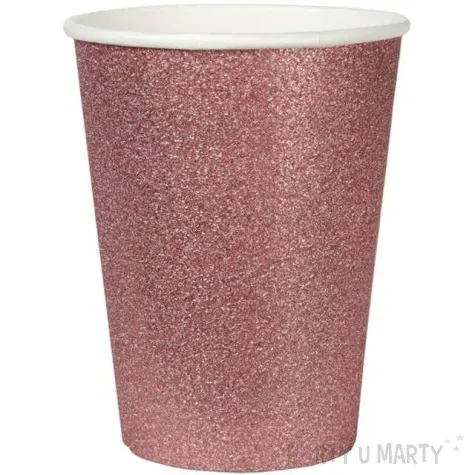 kubeczki papierowe brokatowe rozowe zloto santex 250 ml 10 szt