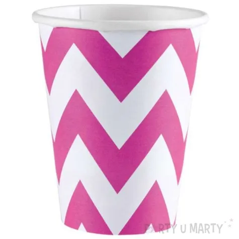 kubeczki papierowe chevron rozowe 266 ml 8 szt