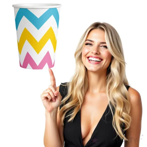 kubeczki papierowe chevron zygzaki amscan 250 ml 8 szt