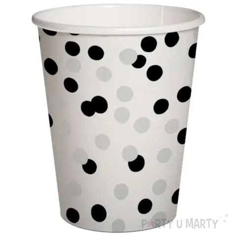 kubeczki papierowe czarno srebrne konfetti paw 250 ml 10 szt