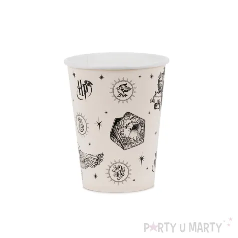 kubeczki papierowe dekoracje na stol urodziny halloween harry potter retro bezowe 250 ml x6