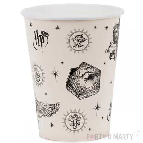 kubeczki papierowe dekoracje na stol urodziny halloween harry potter retro bezowe 250 ml x6