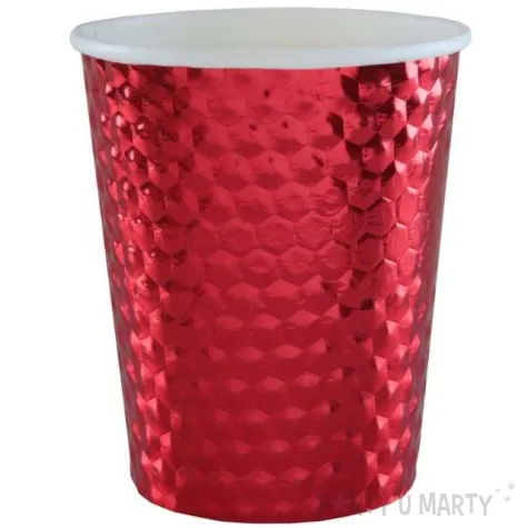 kubeczki papierowe diament czerwone metaliczne santex 250 ml 10 szt