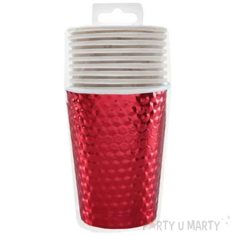 kubeczki papierowe diament czerwone metaliczne santex 250 ml 10 szt